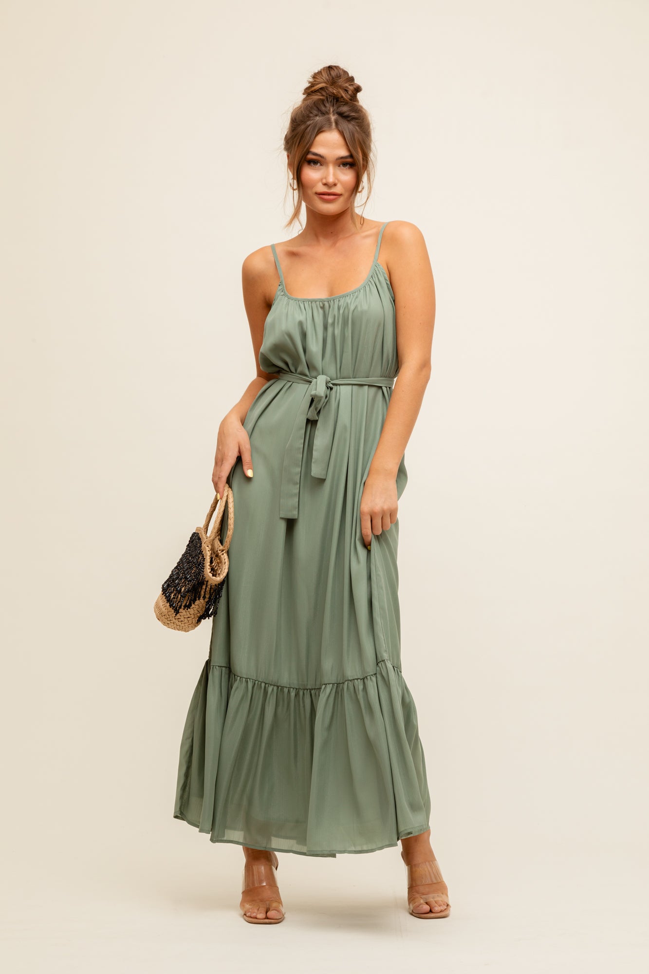 Dress with clearance flap around waist